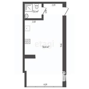 Студия квартира, вторичка, 40м2, 2/4 этаж