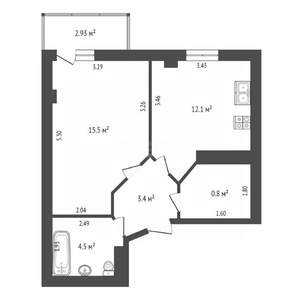 1-к квартира, сданный дом, 38м2, 2/10 этаж