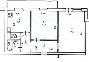 2-к квартира, вторичка, 50м2, 5/5 этаж