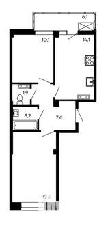 2-к квартира, вторичка, 60м2, 1/9 этаж