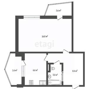 1-к квартира, вторичка, 39м2, 3/9 этаж