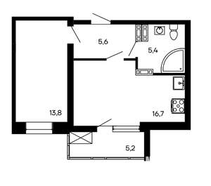 1-к квартира, вторичка, 47м2, 6/8 этаж
