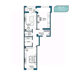 2-к квартира, вторичка, 77м2, 9/9 этаж