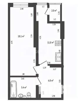 1-к квартира, вторичка, 44м2, 5/9 этаж