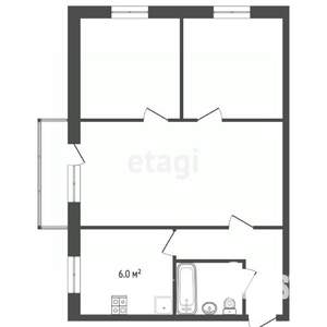 3-к квартира, вторичка, 53м2, 2/5 этаж