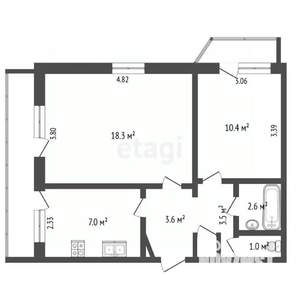 2-к квартира, вторичка, 47м2, 5/12 этаж