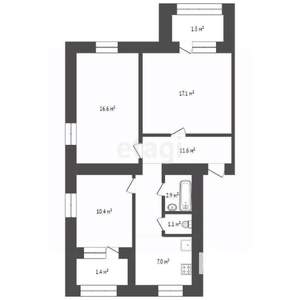 3-к квартира, вторичка, 70м2, 1/2 этаж