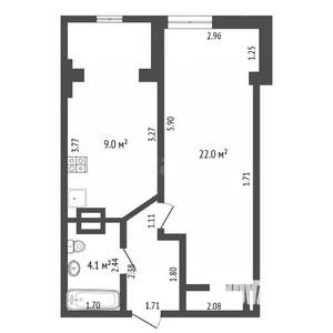 1-к квартира, вторичка, 38м2, 1/12 этаж