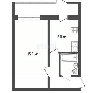 1-к квартира, вторичка, 36м2, 1/4 этаж