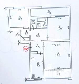 3-к квартира, вторичка, 67м2, 9/9 этаж