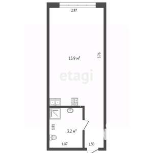 Студия квартира, вторичка, 20м2, 2/2 этаж