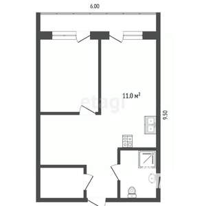 2-к квартира, вторичка, 57м2, 4/11 этаж