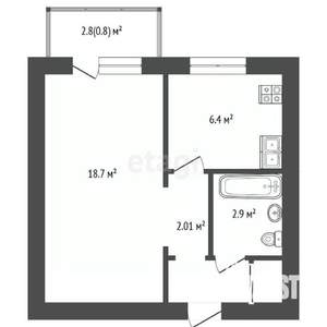 1-к квартира, вторичка, 31м2, 2/2 этаж