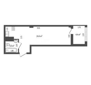 1-к квартира, вторичка, 27м2, 5/12 этаж