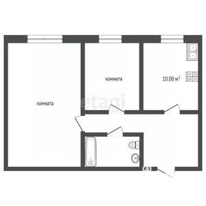 2-к квартира, вторичка, 54м2, 2/2 этаж