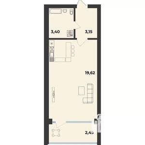 Студия квартира, строящийся дом, 29м2, 10/10 этаж