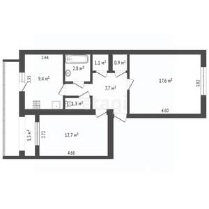 2-к квартира, вторичка, 57м2, 5/5 этаж