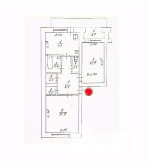 2-к квартира, вторичка, 57м2, 1/5 этаж