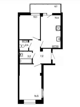 2-к квартира, вторичка, 60м2, 1/9 этаж