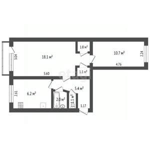 2-к квартира, вторичка, 46м2, 3/5 этаж