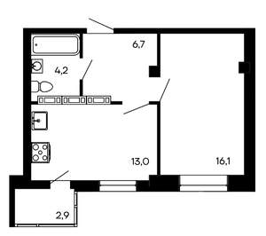 1-к квартира, строящийся дом, 43м2, 8/9 этаж