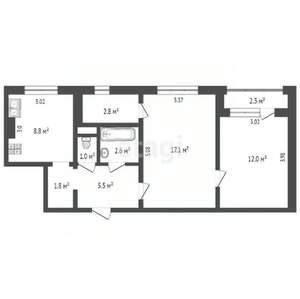 2-к квартира, вторичка, 51м2, 2/9 этаж