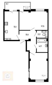 2-к квартира, вторичка, 68м2, 4/9 этаж