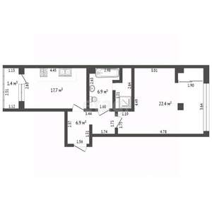 1-к квартира, вторичка, 48м2, 10/10 этаж