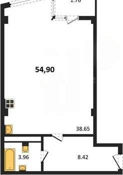 Студия квартира, вторичка, 55м2, 4/5 этаж