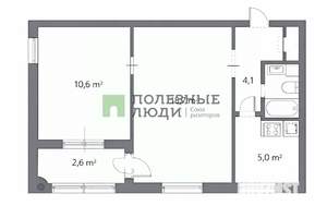 2-к квартира, вторичка, 43м2, 2/2 этаж