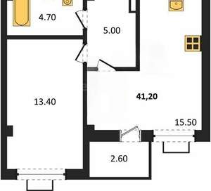 1-к квартира, вторичка, 41м2, 1/8 этаж