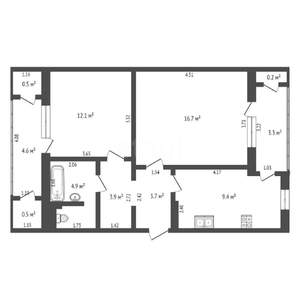 2-к квартира, вторичка, 51м2, 3/10 этаж