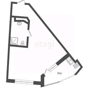 1-к квартира, вторичка, 40м2, 4/7 этаж