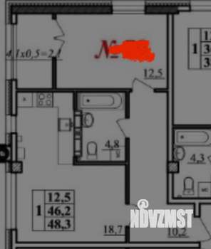 2-к квартира, вторичка, 50м2, 6/10 этаж