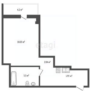 Студия квартира, вторичка, 38м2, 2/9 этаж