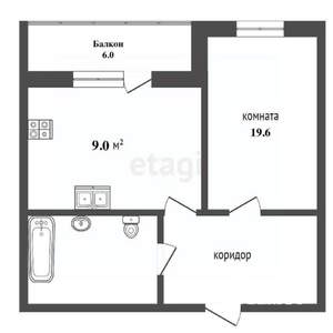 1-к квартира, вторичка, 38м2, 9/9 этаж