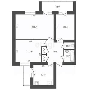 3-к квартира, вторичка, 69м2, 3/5 этаж
