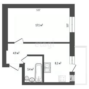 1-к квартира, вторичка, 35м2, 3/5 этаж