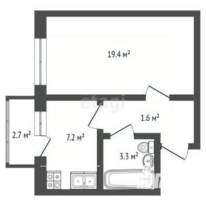 1-к квартира, вторичка, 35м2, 4/5 этаж