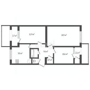3-к квартира, вторичка, 69м2, 1/5 этаж