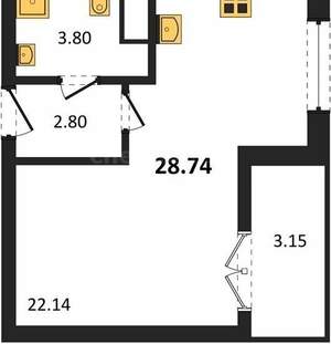Студия квартира, вторичка, 29м2, 2/9 этаж