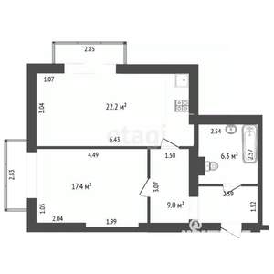 1-к квартира, вторичка, 55м2, 2/4 этаж