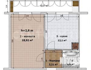 1-к квартира, вторичка, 38м2, 2/5 этаж