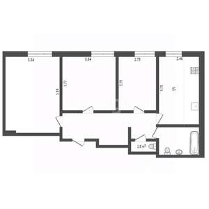 3-к квартира, вторичка, 75м2, 3/4 этаж