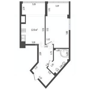 1-к квартира, вторичка, 40м2, 2/5 этаж