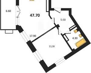 1-к квартира, вторичка, 48м2, 2/8 этаж