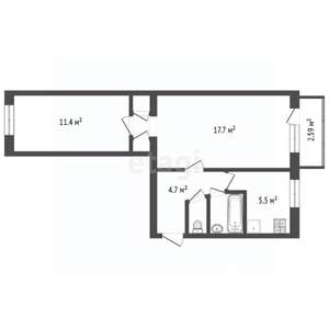 2-к квартира, вторичка, 45м2, 4/5 этаж