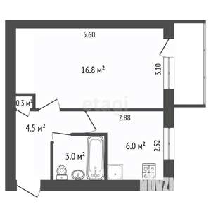 1-к квартира, вторичка, 32м2, 2/5 этаж
