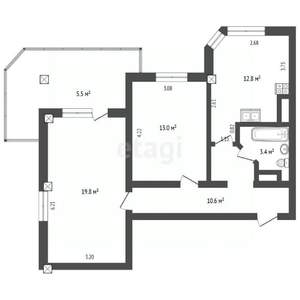 2-к квартира, вторичка, 71м2, 5/11 этаж