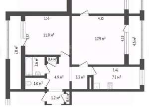 4-к квартира, вторичка, 84м2, 9/9 этаж